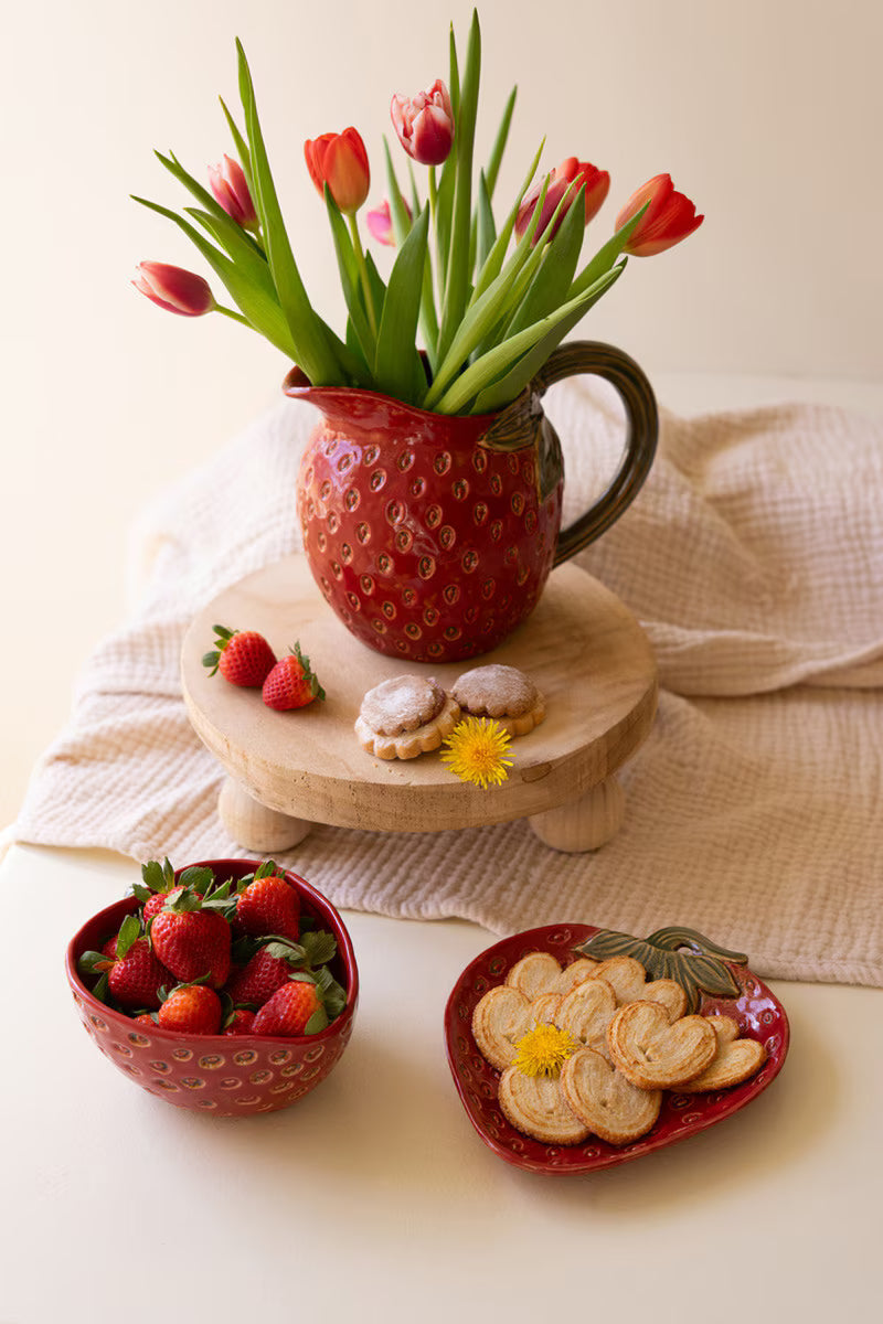 Red Ceramic Strawberry Pitcher