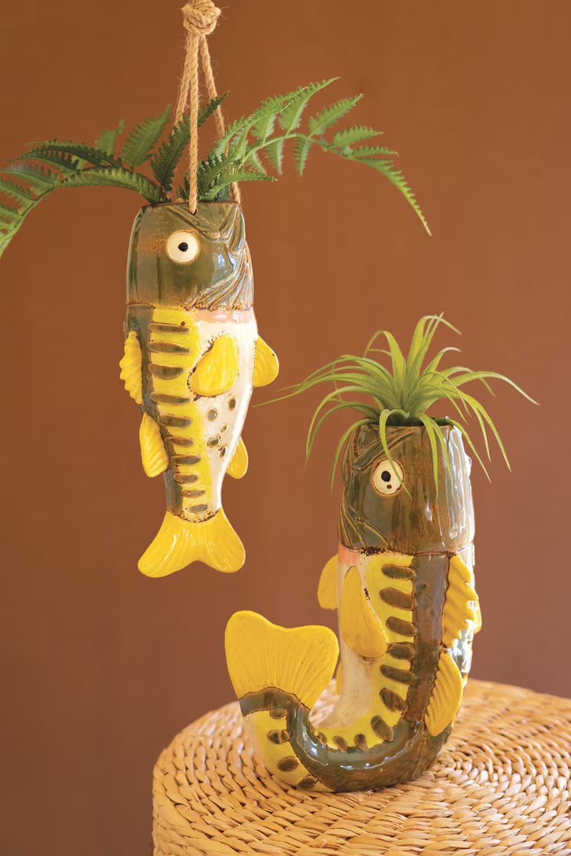 Ceramic Largemouth Bass Fish Vase