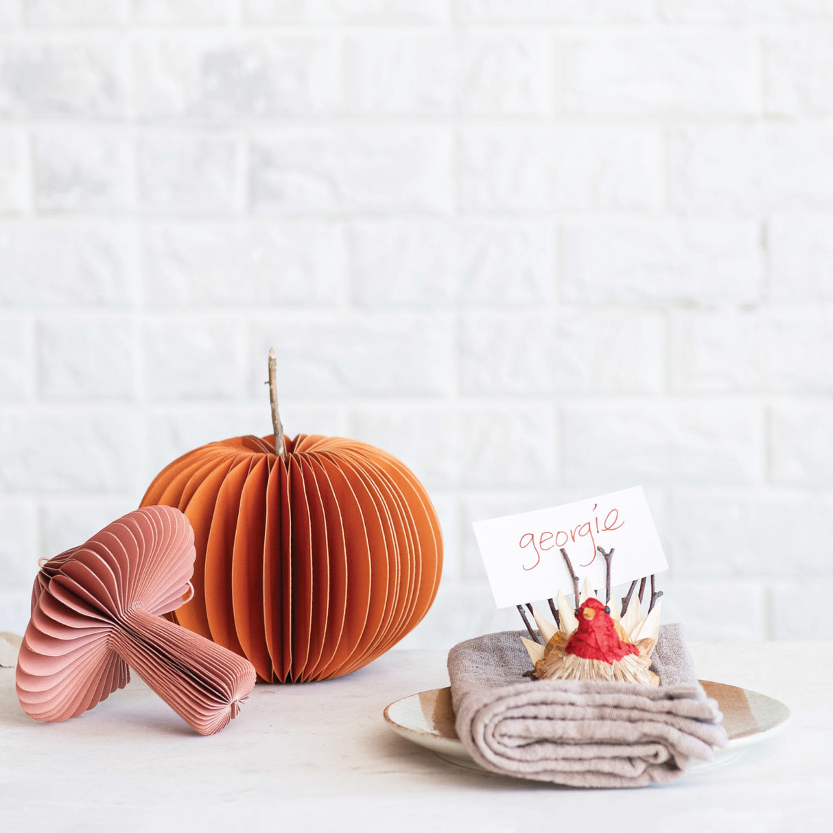 Dried Natural Corn Husk Turkeys with 12 Place Cards (Set of 3)