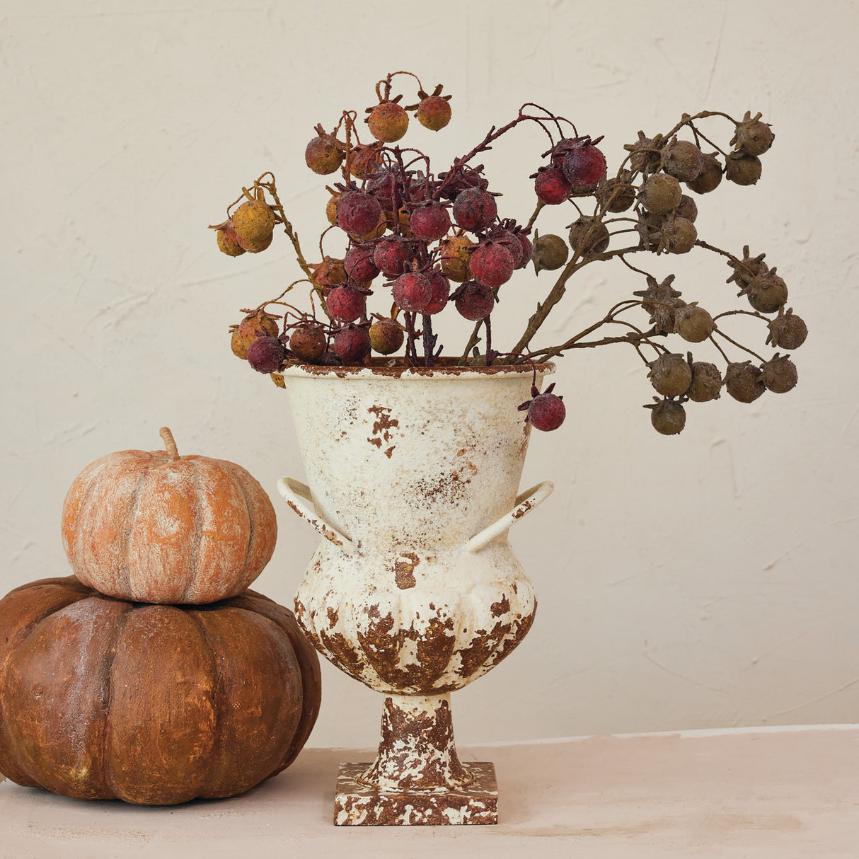 Distressed Faux Rose Hip Stem | 3 Colors