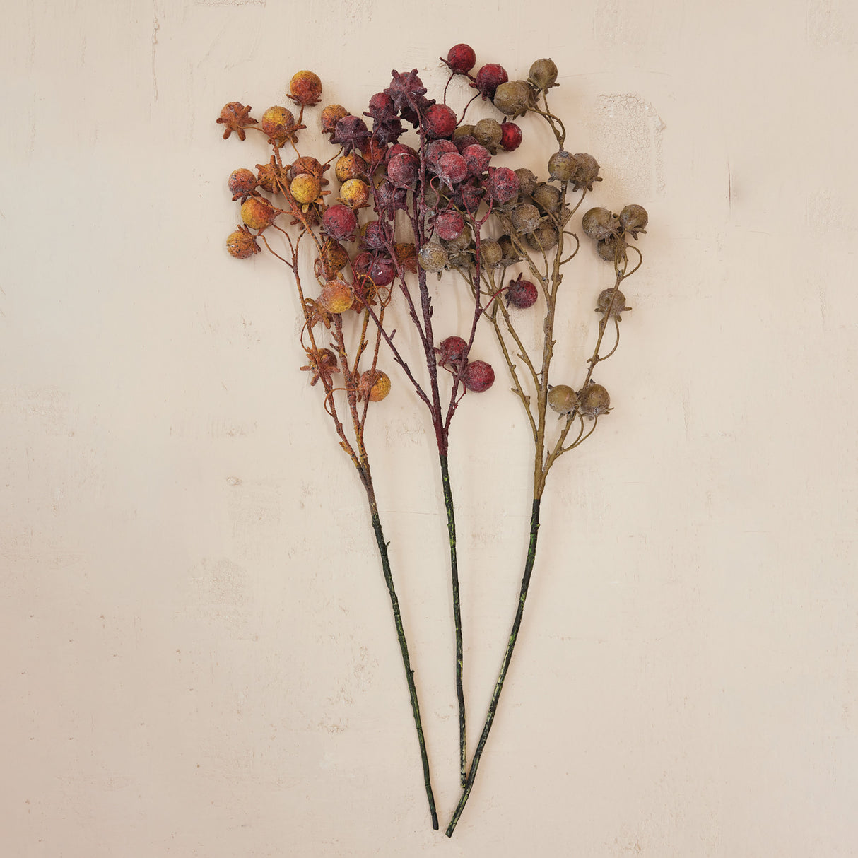 Distressed Faux Rose Hip Stem | 3 Colors