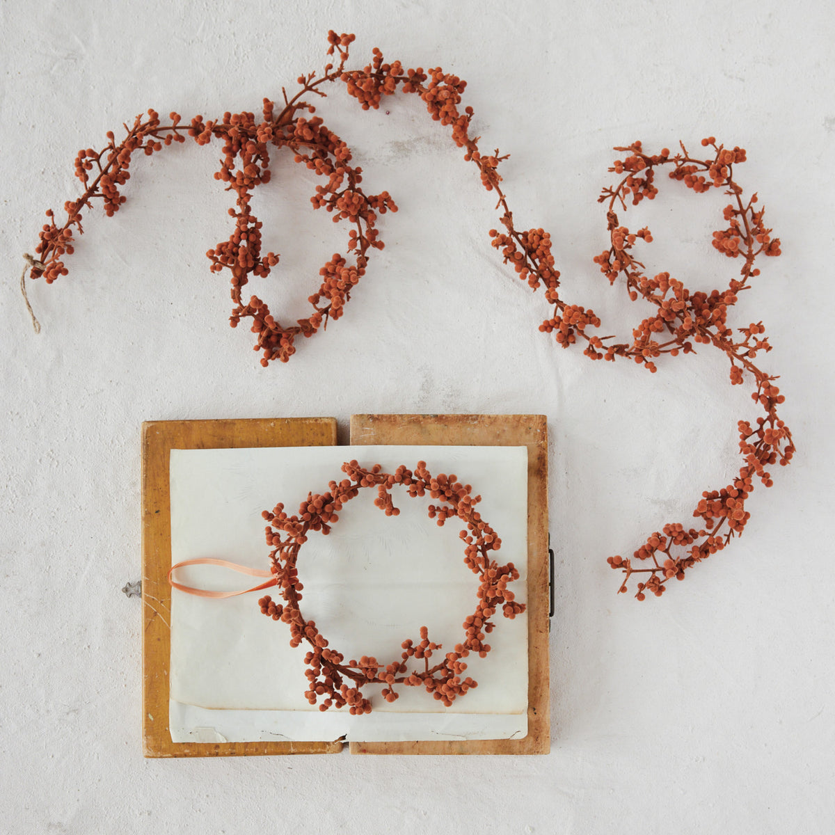 Orange Flocked Foam Ball Garland