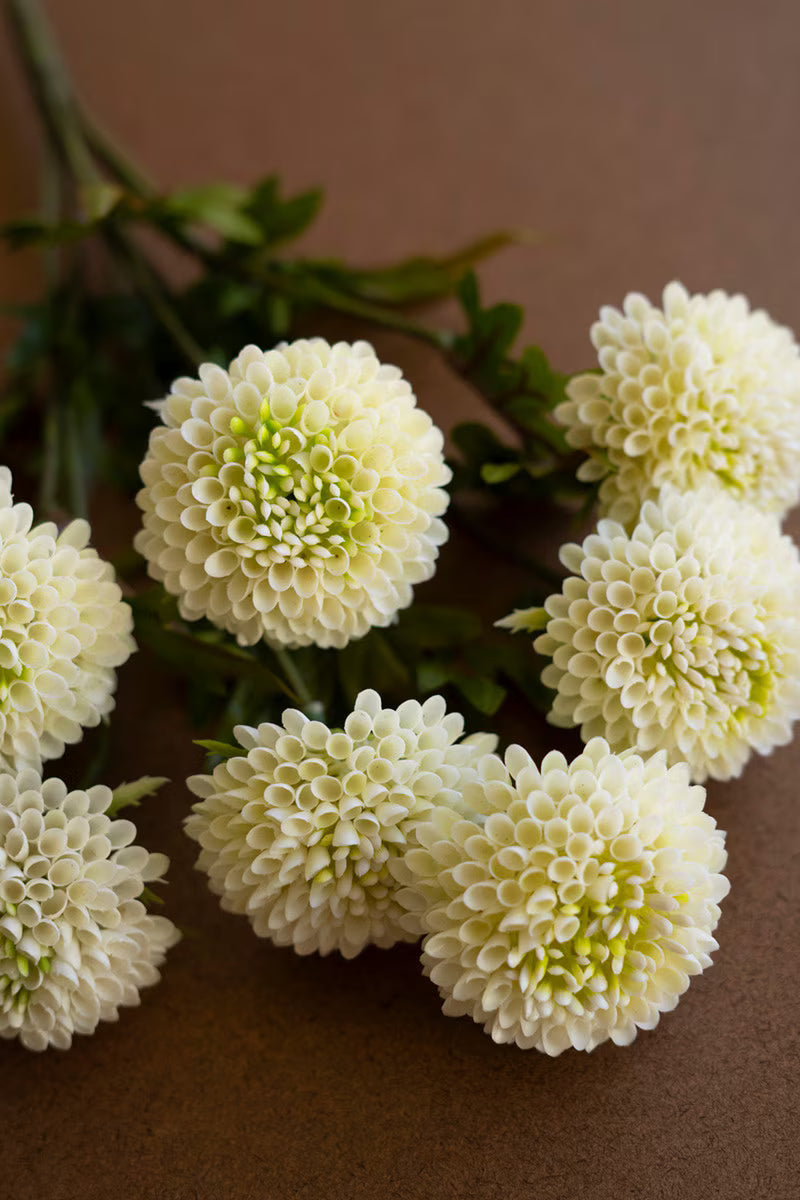 Artificial White Ball Dahlia Bundle