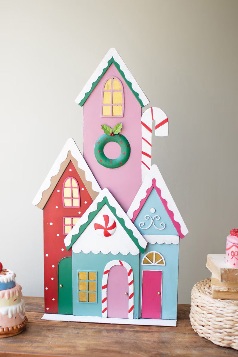 Painted Metal Christmas Village