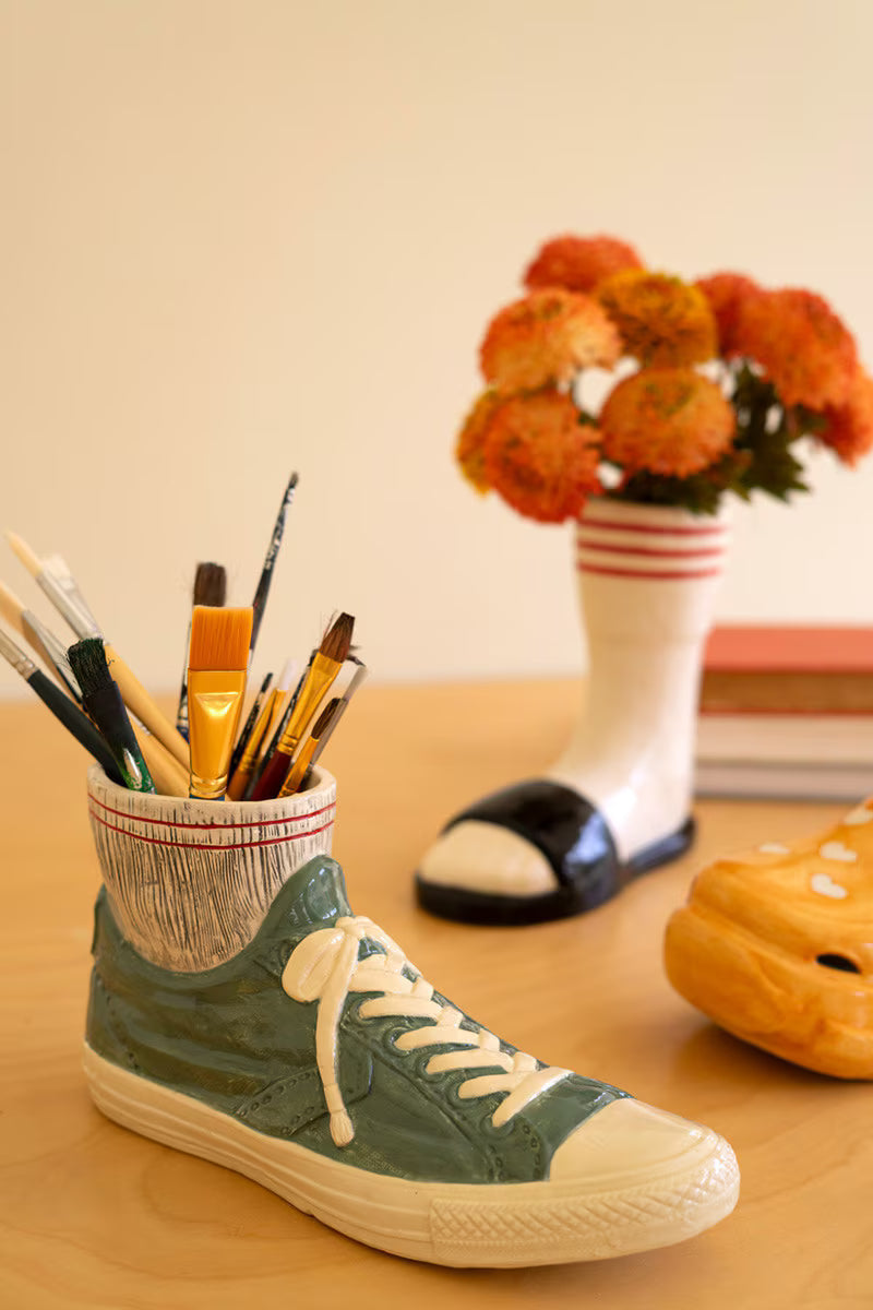 Ceramic Sneaker Vase with Socks