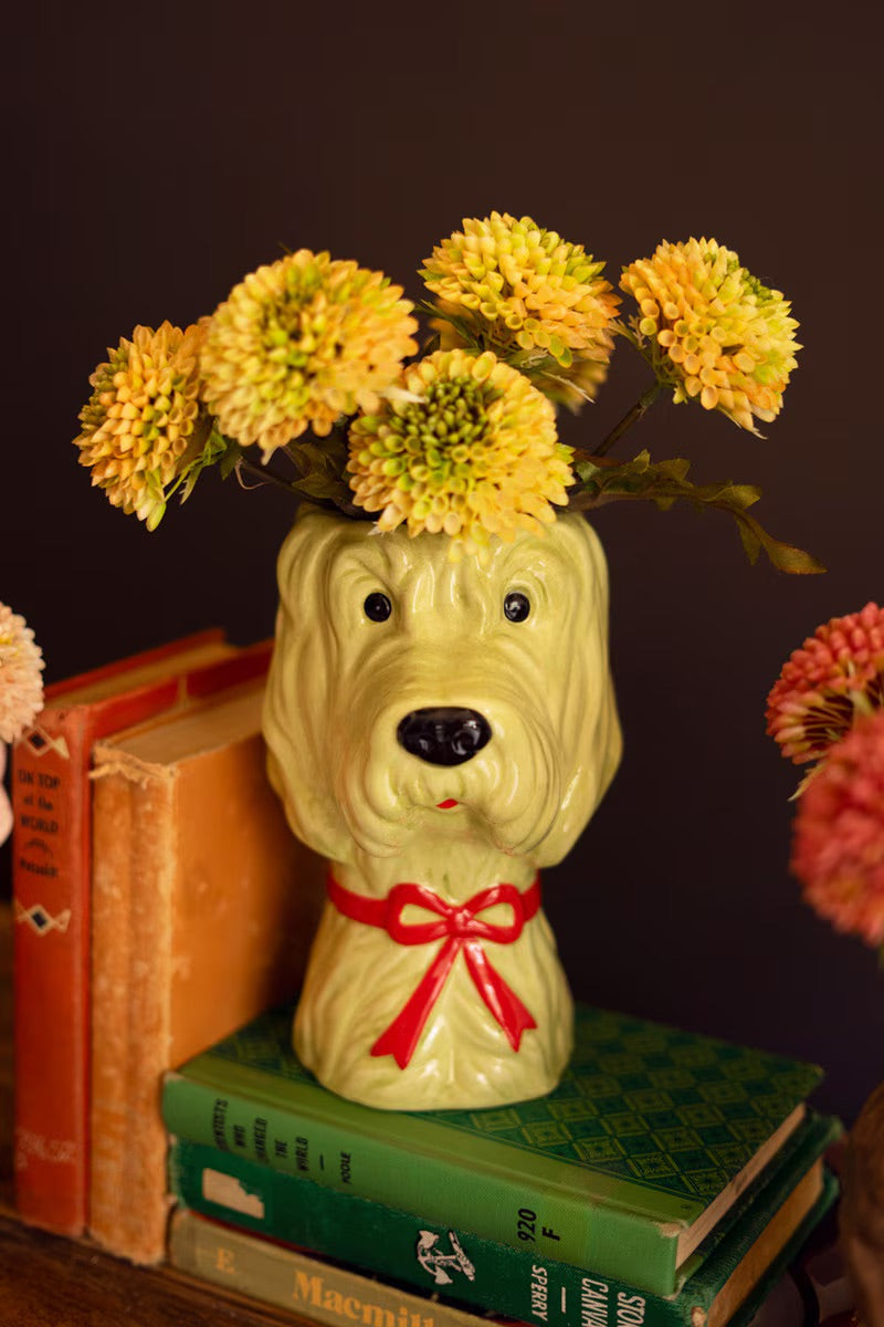 Ceramic Dog Vase with Bow