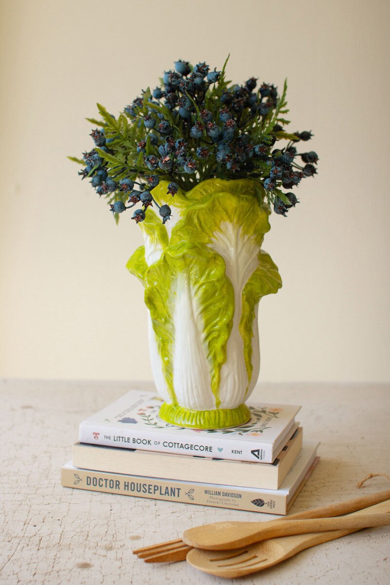 Green Ceramic Lettuce Vase
