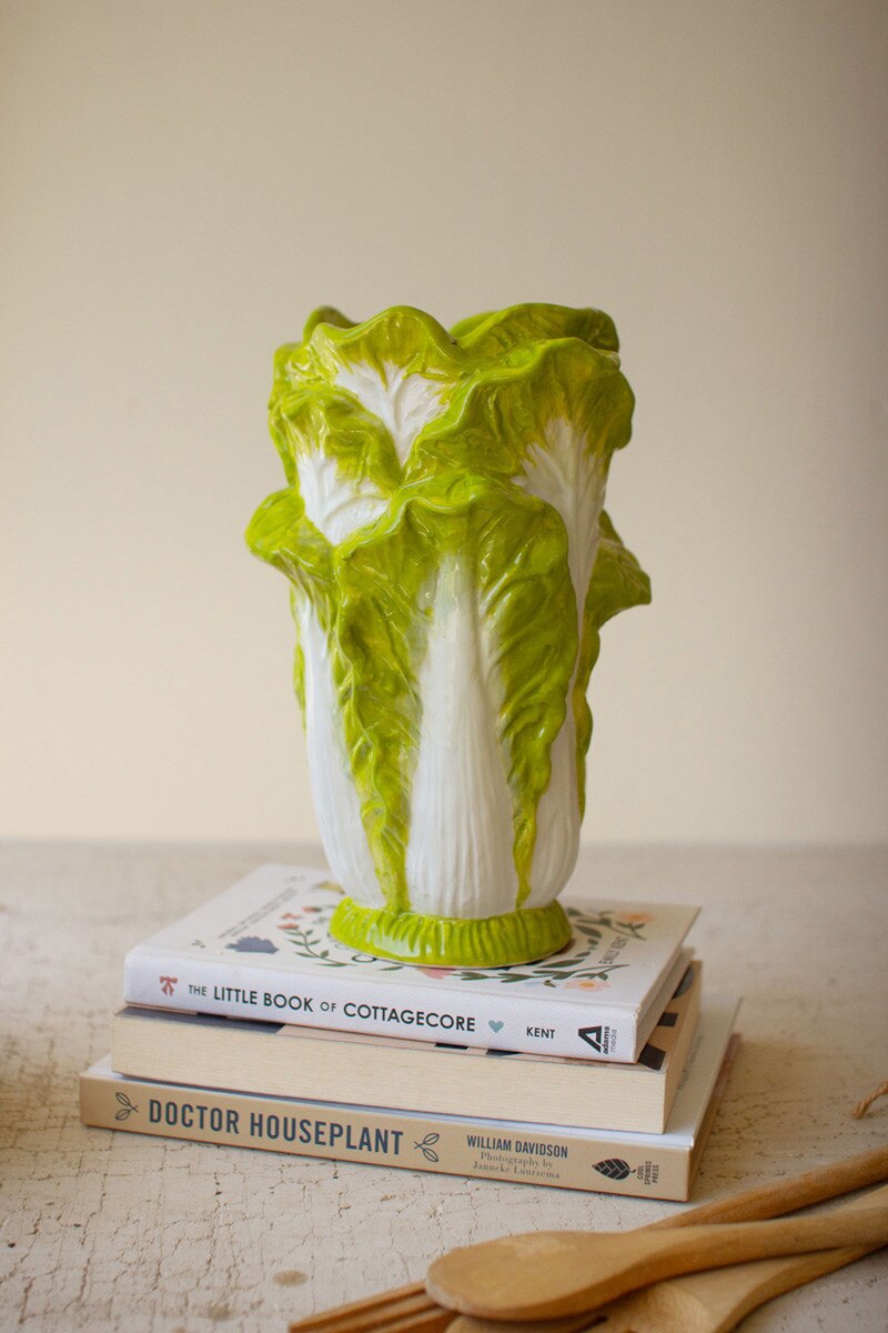 Green Ceramic Lettuce Vase