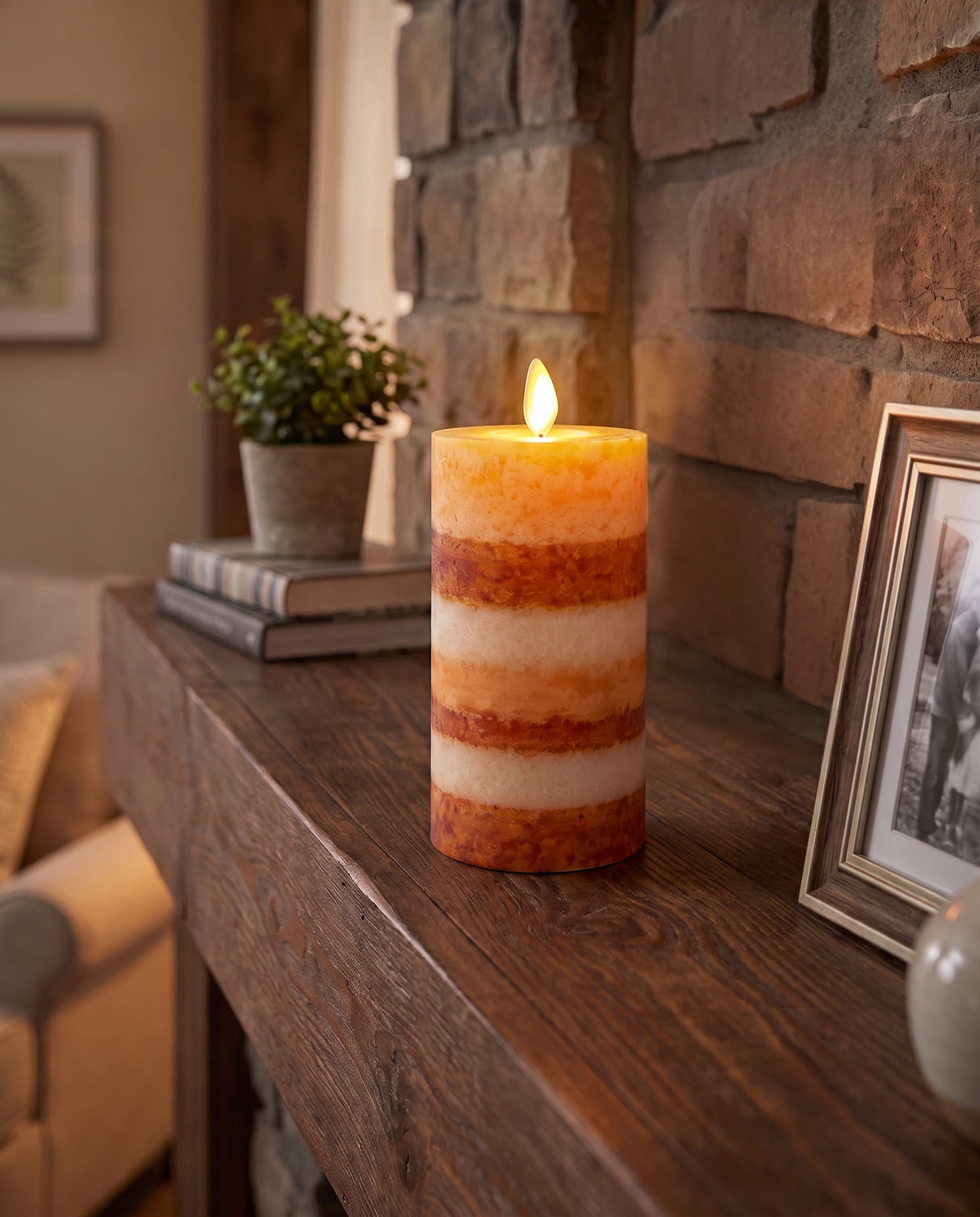 7-Layer Fall Mottled Moving Flame LED Wax Candle