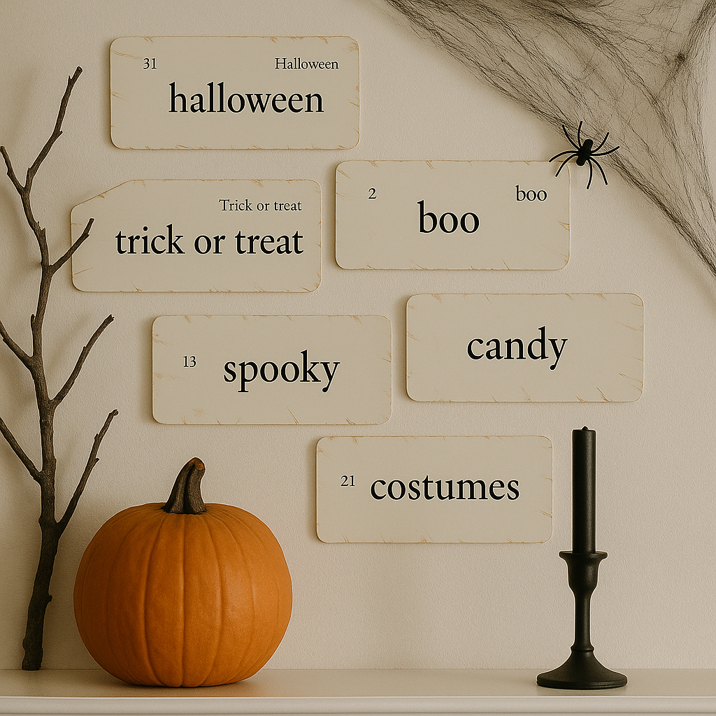 Vintage-Inspired Halloween Flashcards | Set of 6