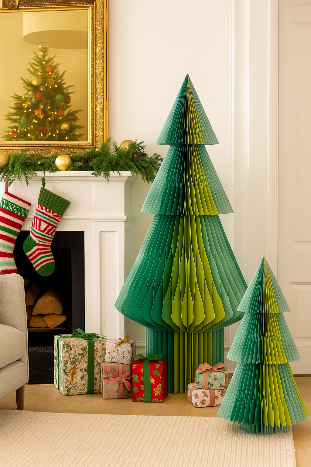 Jumbo Handmade Folding Honeycomb Paper Trees