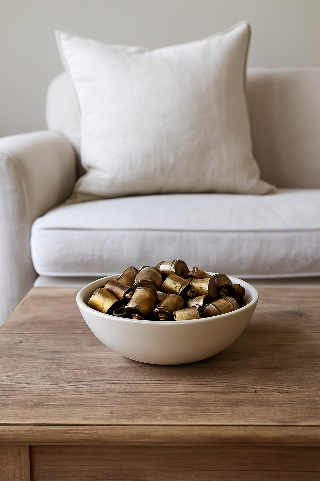 Distressed Gold Metal Bells in Muslin Bag | Set of 24