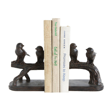 Birds on Branch Rustic Brown Bookends | Set of 2