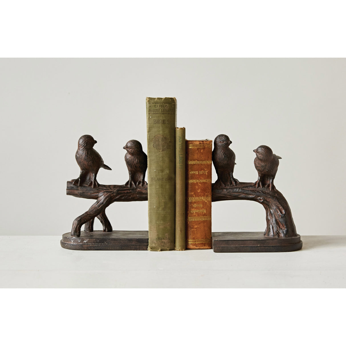 Birds on Branch Rustic Brown Bookends | Set of 2