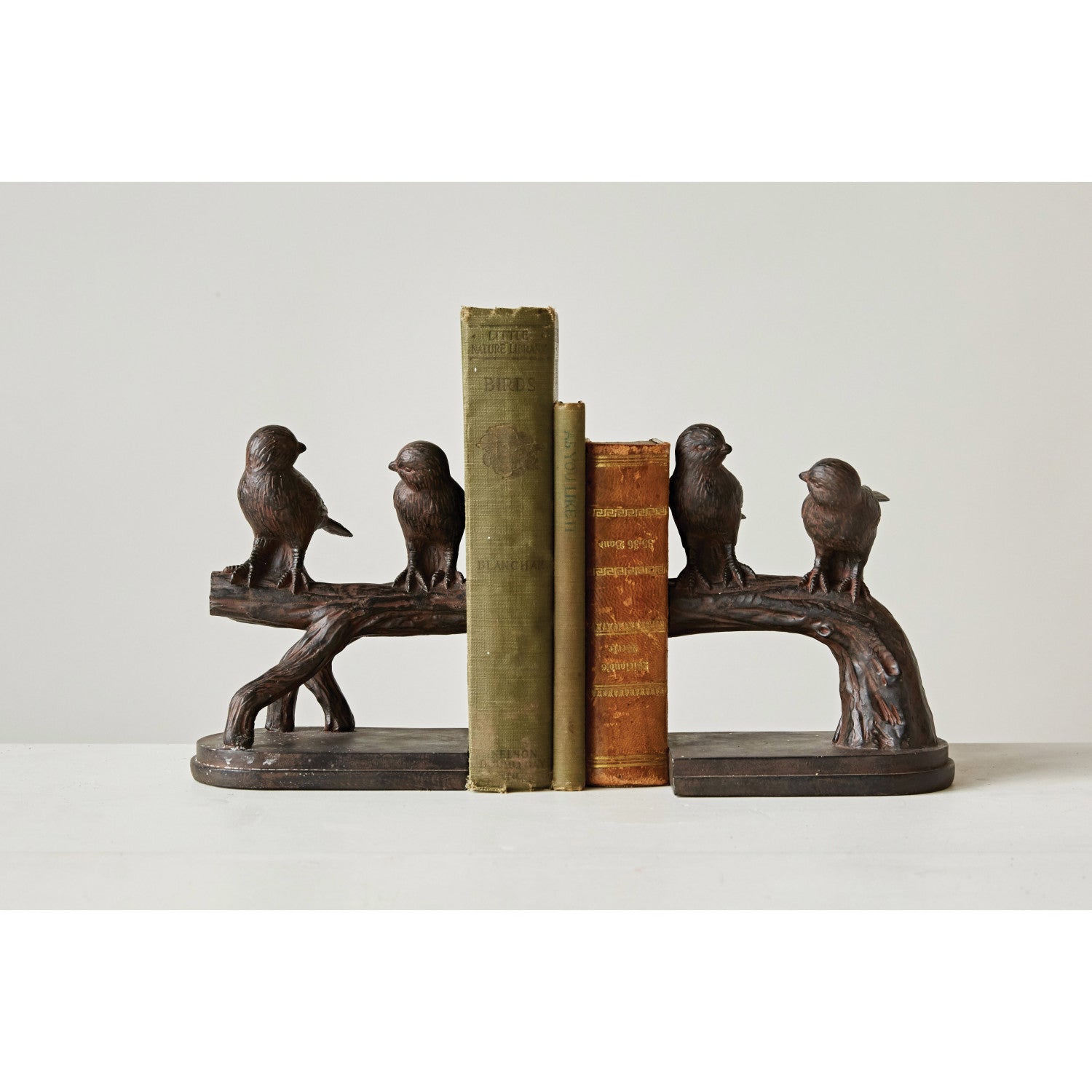 Birds on Branch Rustic Brown Bookends | Set of 2