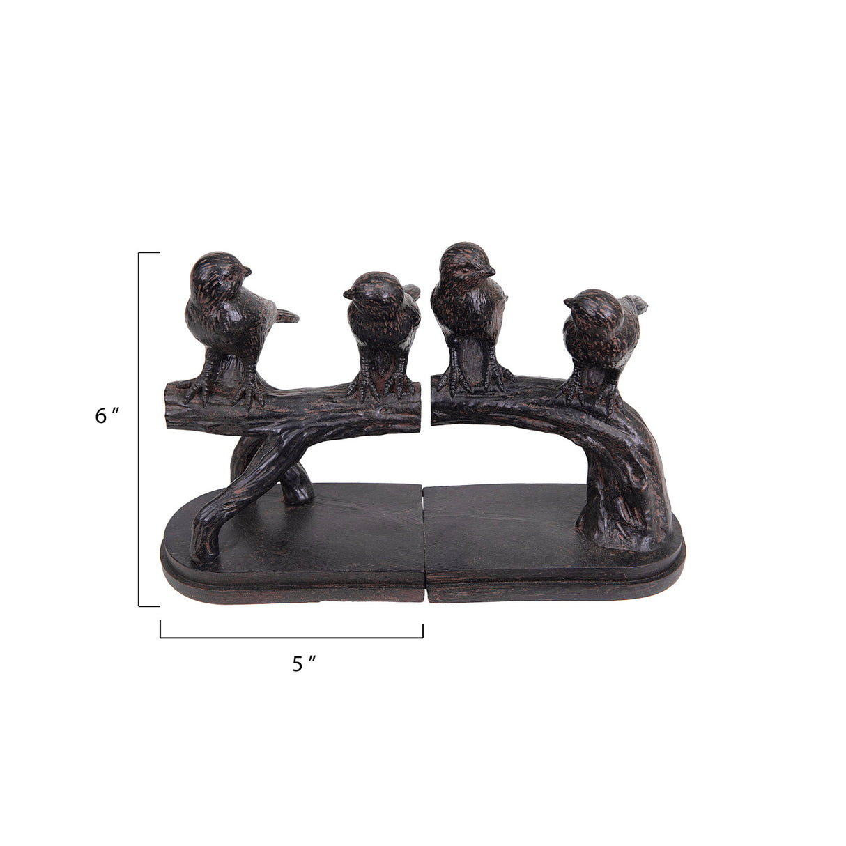 Birds on Branch Rustic Brown Bookends | Set of 2