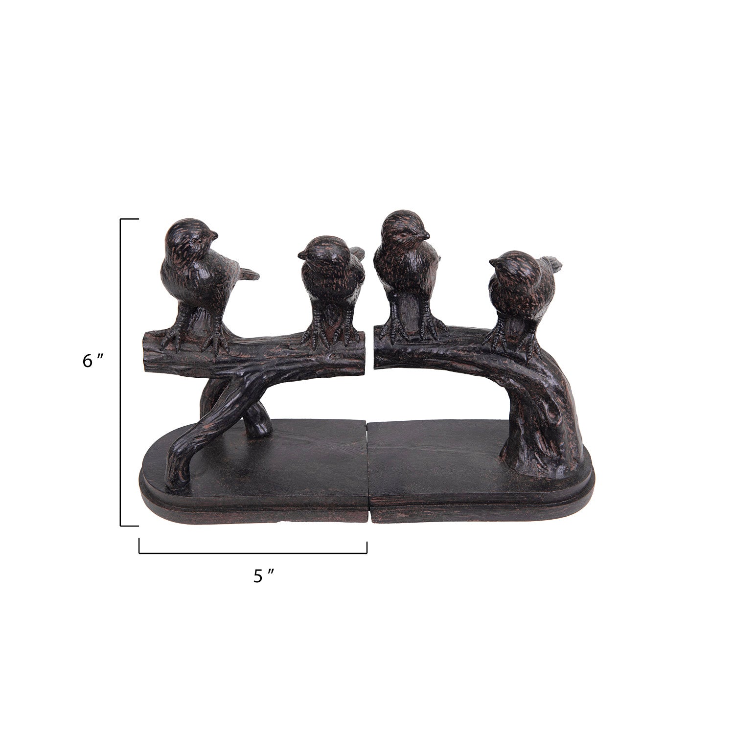 Birds on Branch Rustic Brown Bookends | Set of 2