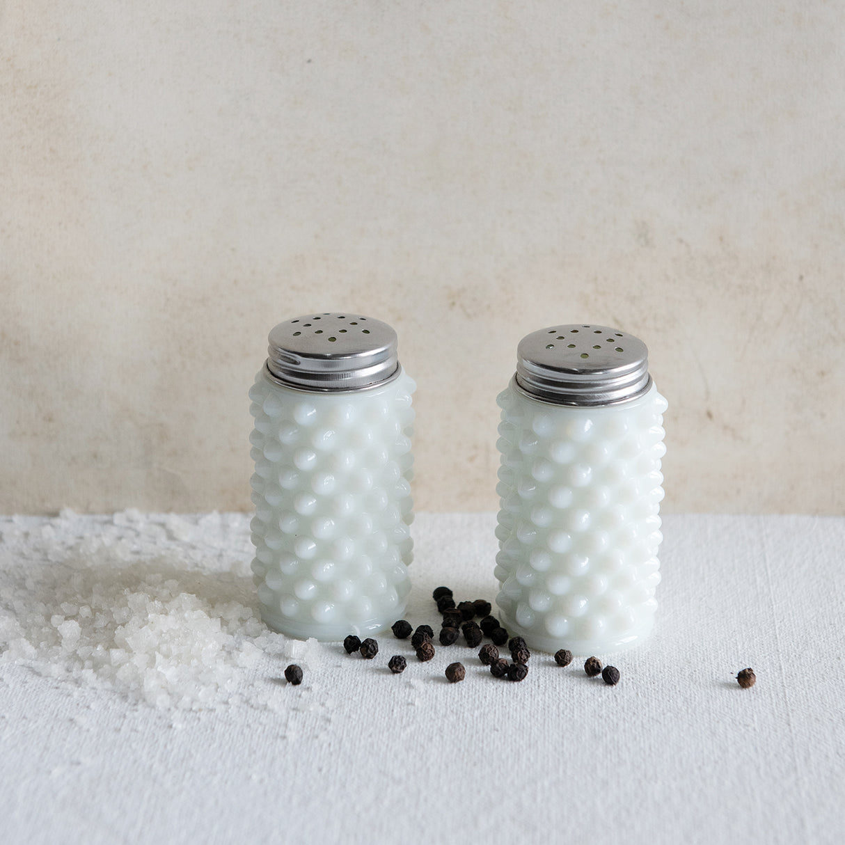 Hobnail Milk Glass Salt and Pepper Shaker Set