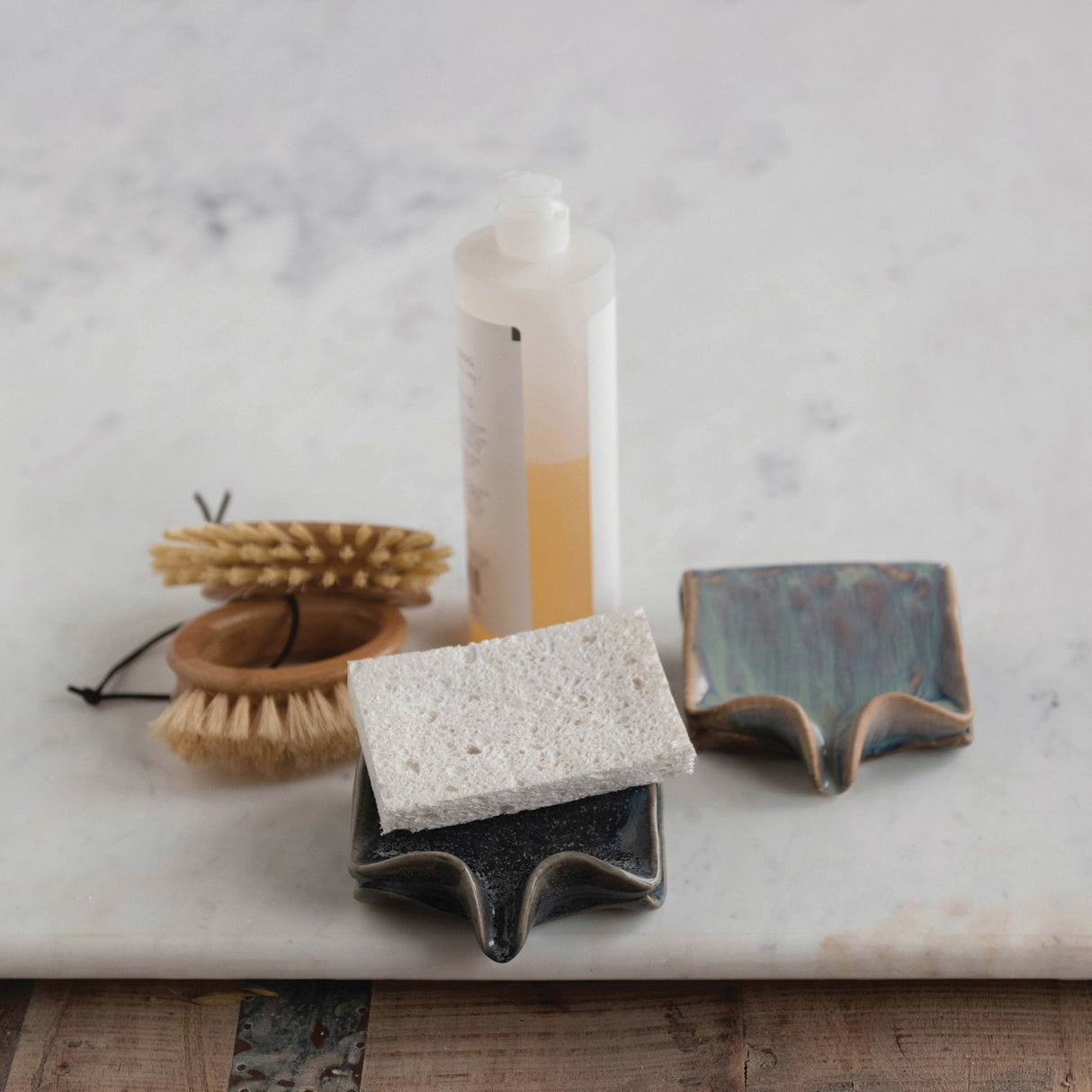 Reactive Glaze Ceramic Soap & Sponge Holder with Drip Spout