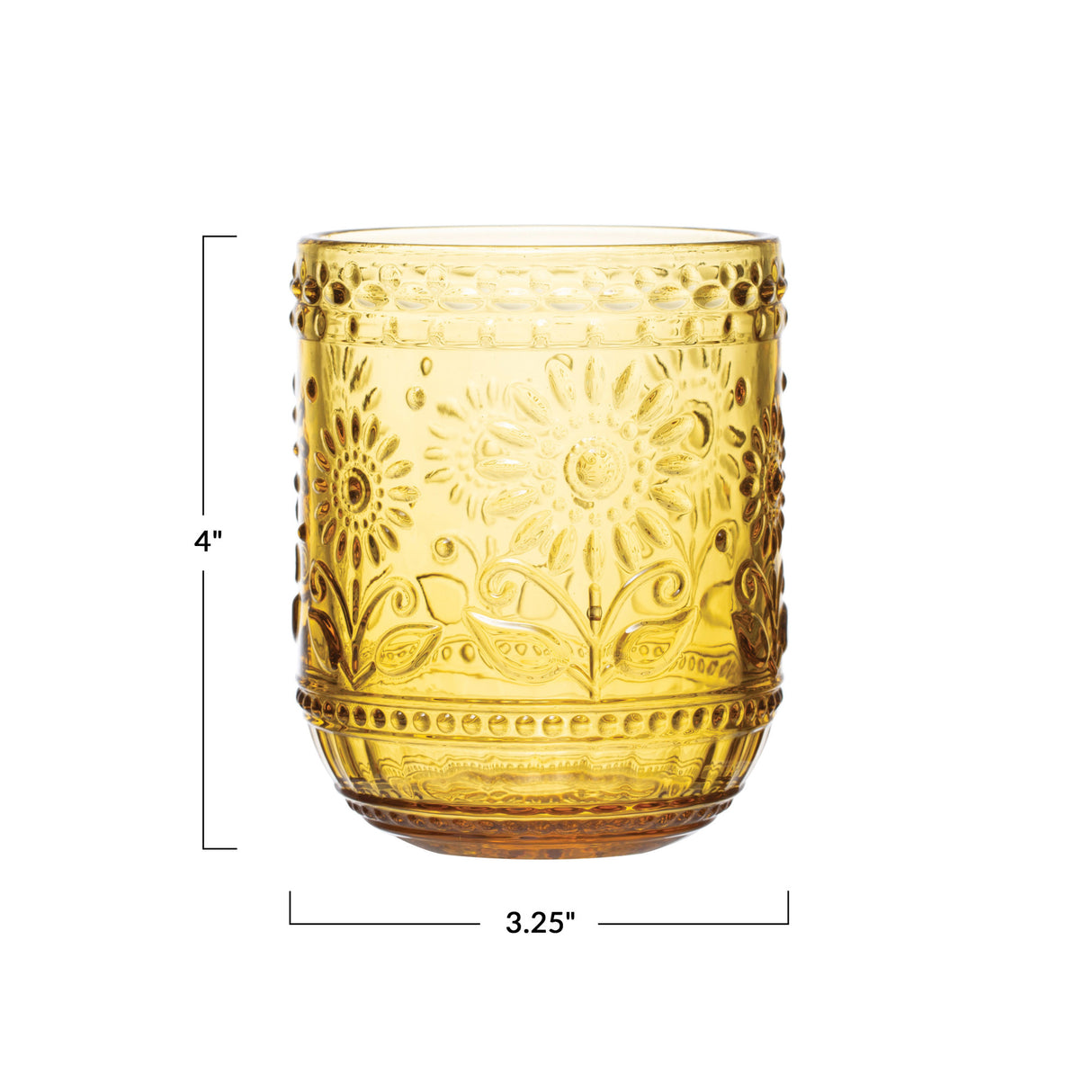 Yellow Amber Embossed Drinking Glasses