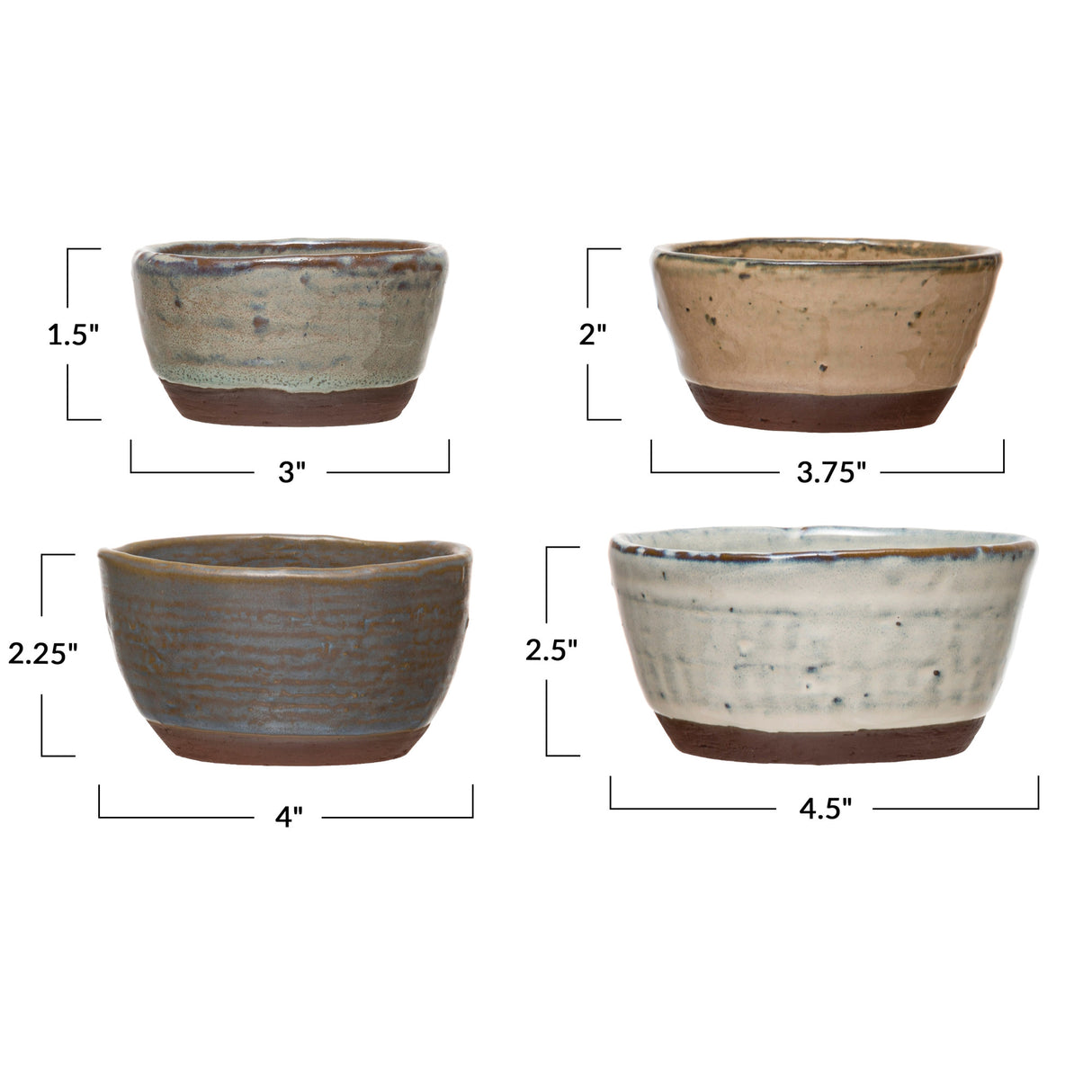 Reactive Glaze Ceramic Nesting Bowls (Set of 4)