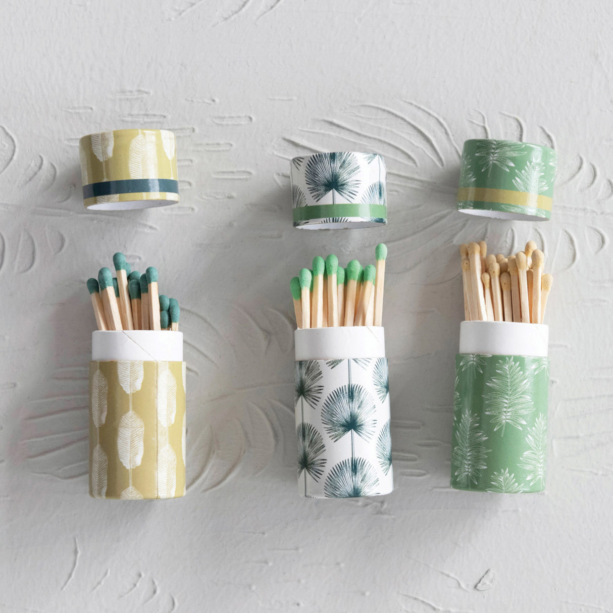 Botanical Leaf Print Tube Safety Matches