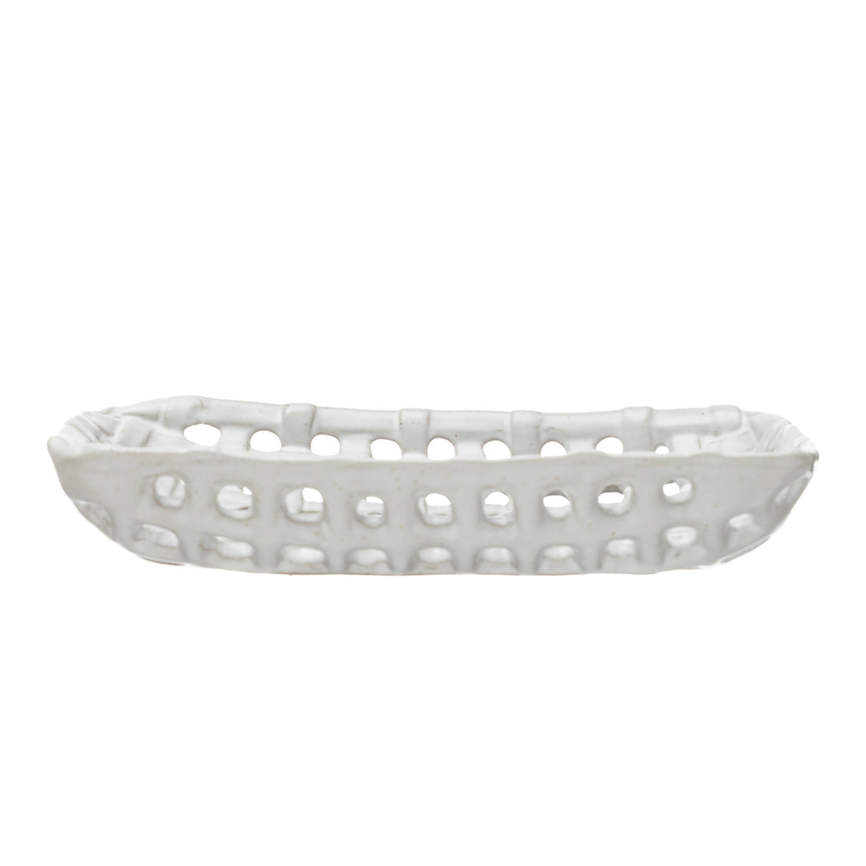 Handmade Reactive Glaze Cream Stoneware Basket Dish