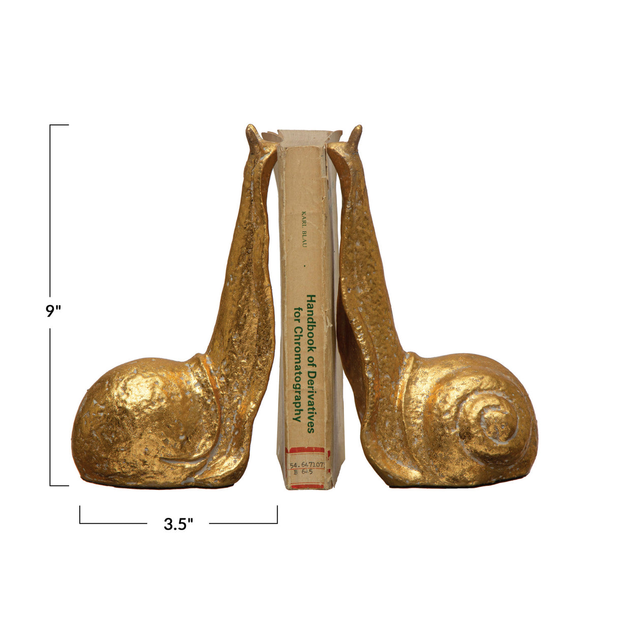 Distressed Cast Iron Gold Snail Bookends