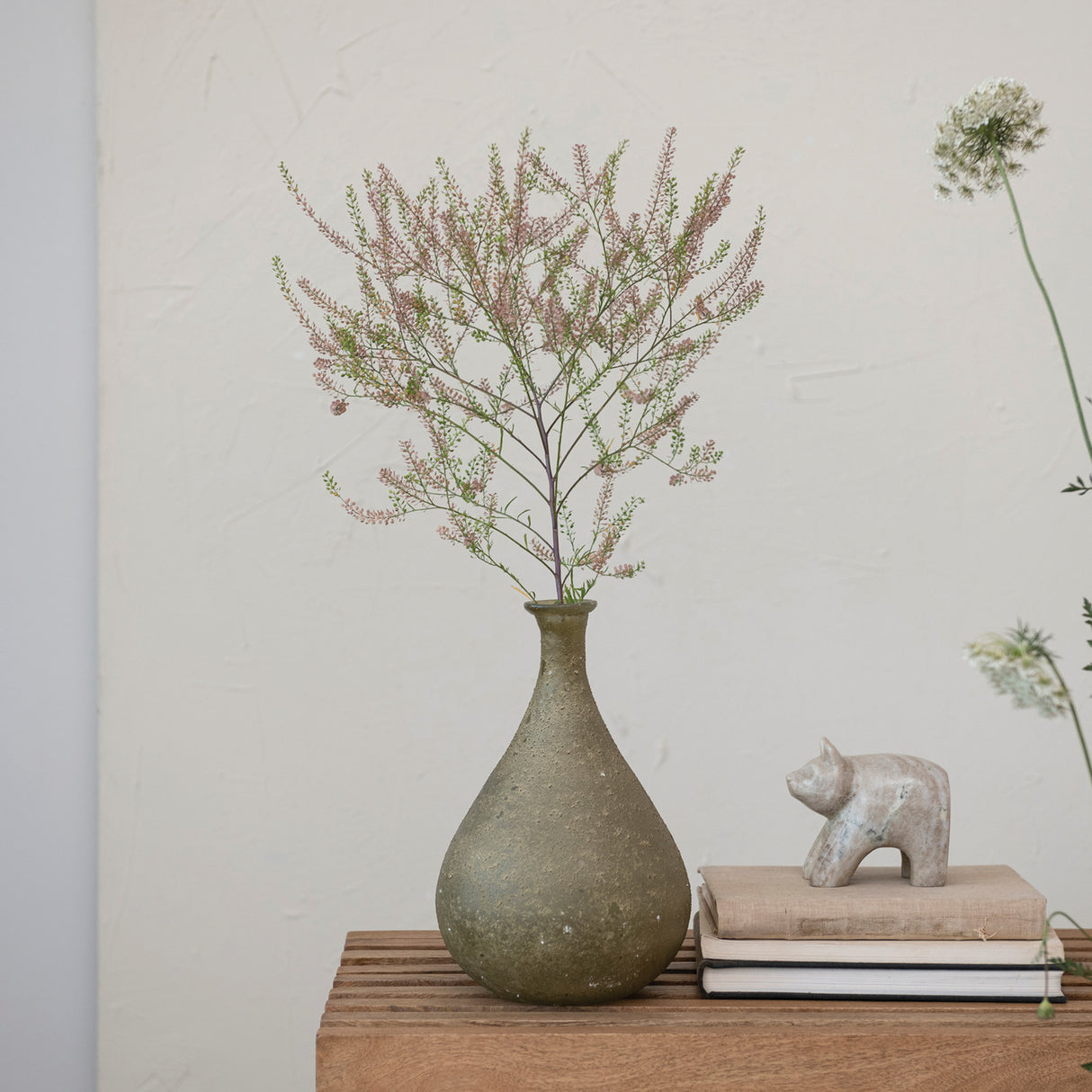 Sand Blasted Khaki Glass Vase