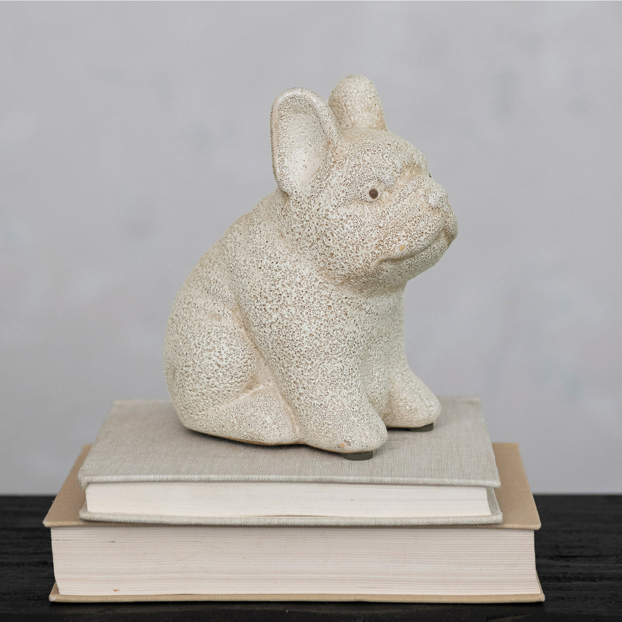 White Terracotta French Bulldog Figurine