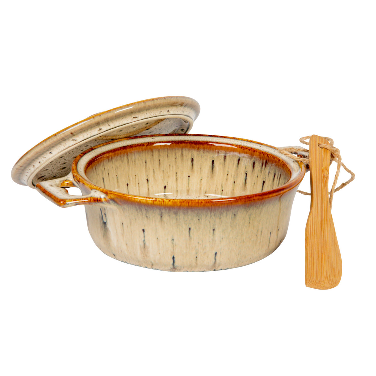 Ceramic Brie Baker with Bamboo Spreader