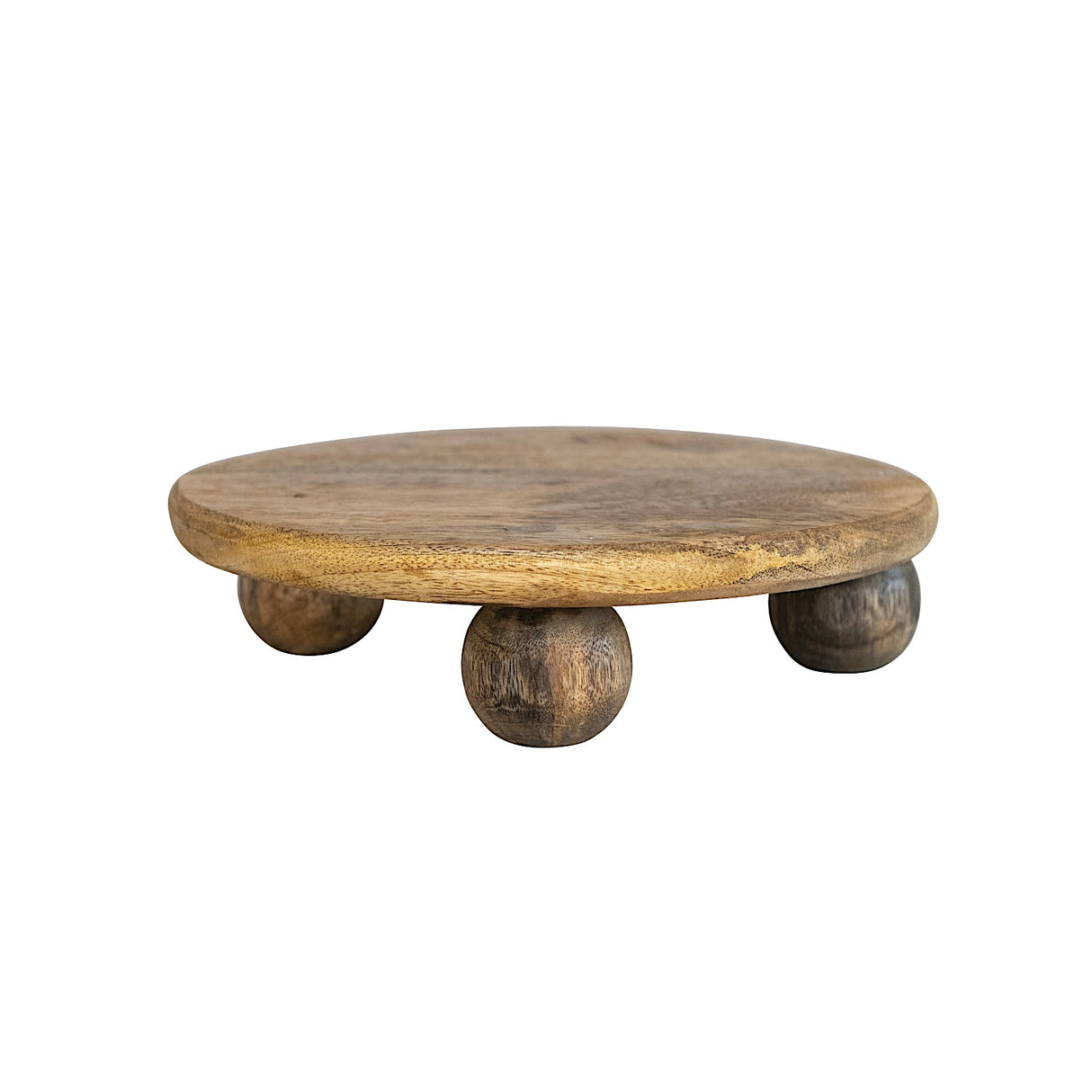 Hand-Carved Mango Wood Circular Pedestal