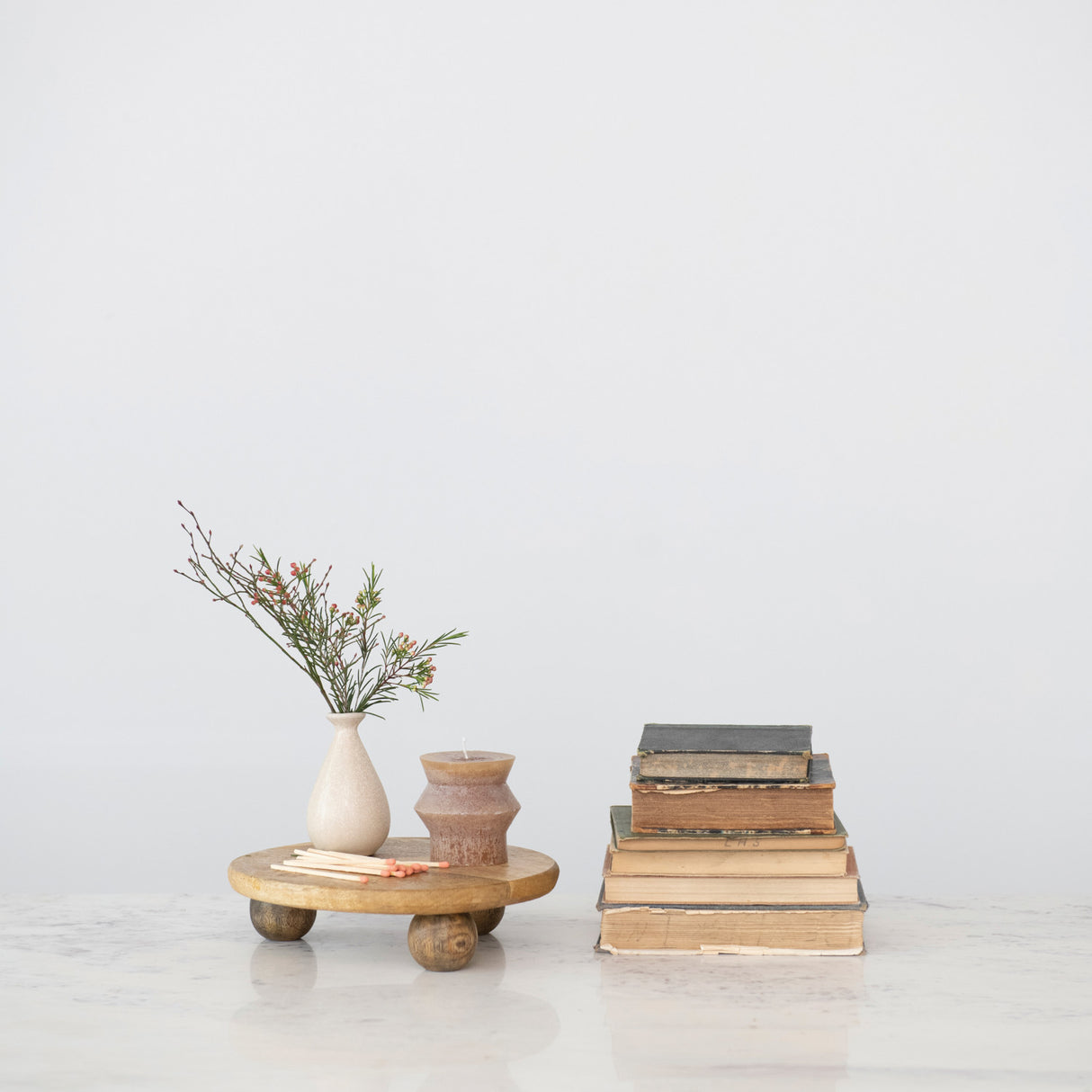 Hand-Carved Mango Wood Circular Pedestal
