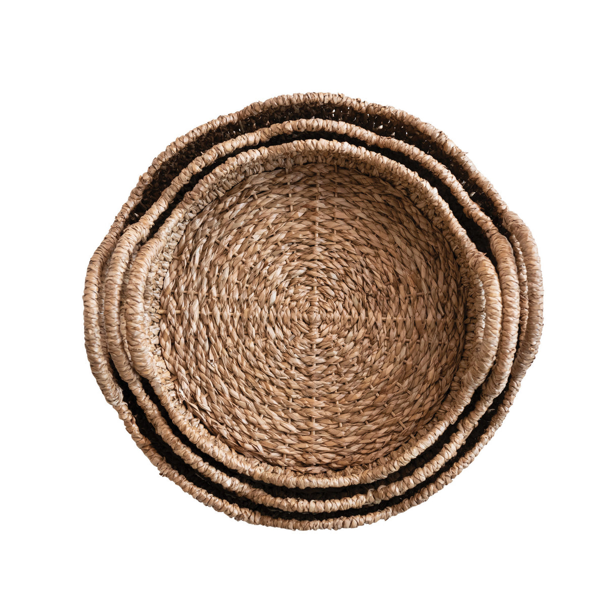 Braided Bankuan & Rattan Scalloped Tray with Handles
