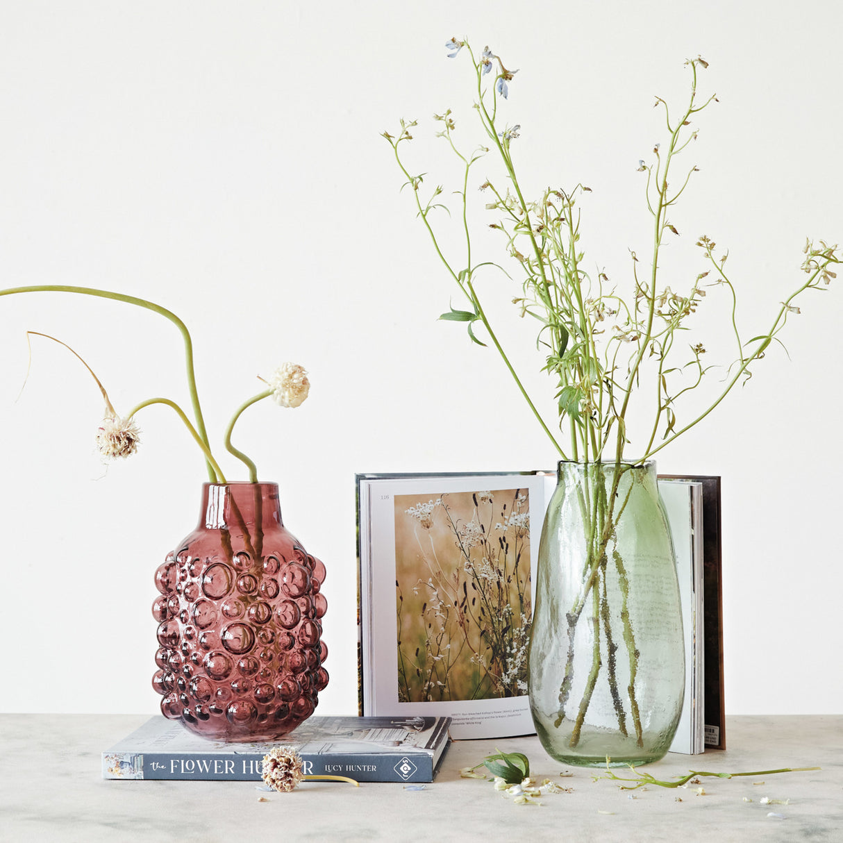 Purple Glass Bubble Vase with Raised Dots