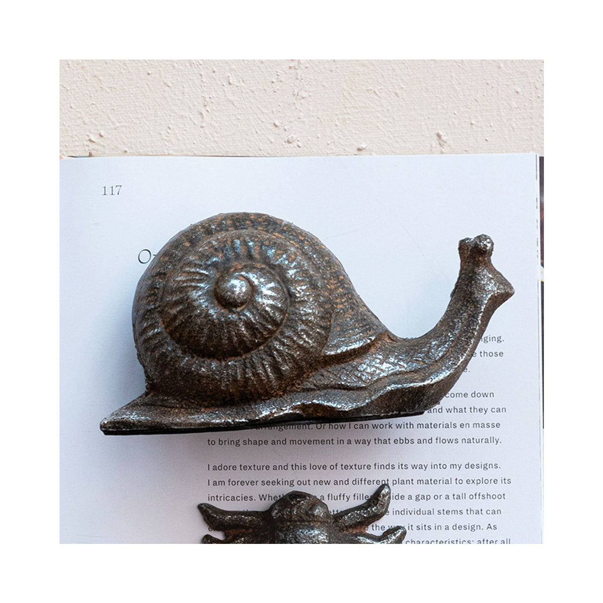 Distressed Cast Iron Metal Garden Snail Figurine