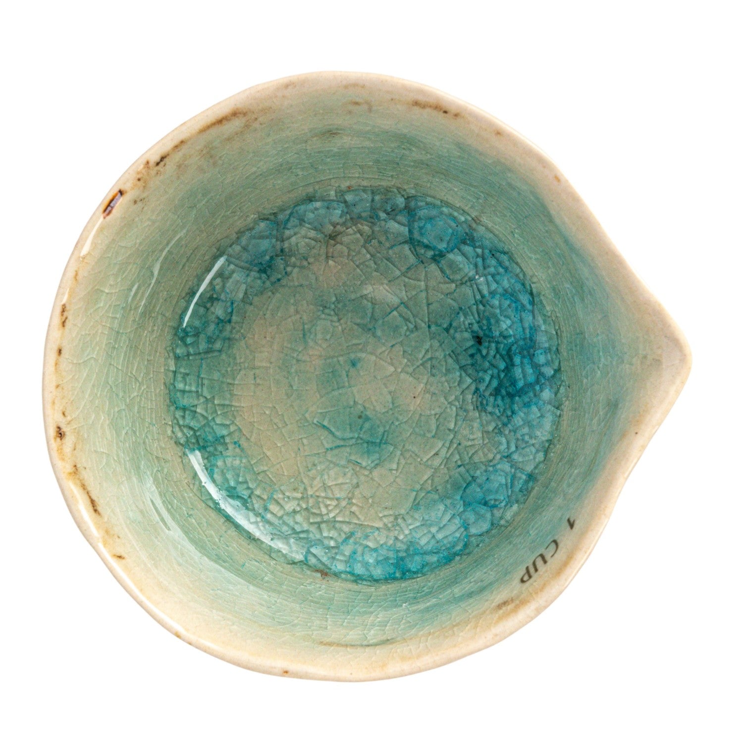 Teal Crackle Glaze Ceramic Measuring Cups | Set of 4