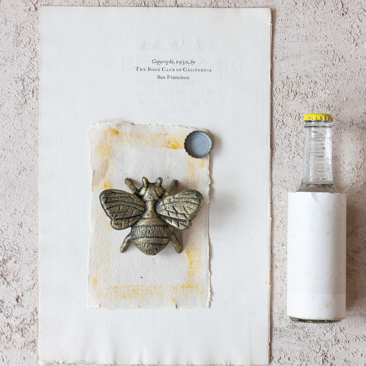 Distressed Gold Cast Iron Bee Bottle Opener