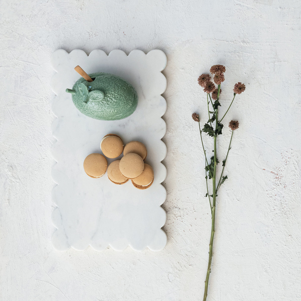 White Marble Scalloped Cheese & Serving Board