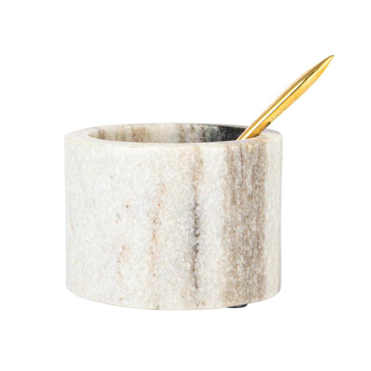Marble Salt Cellar with Brass Spoon