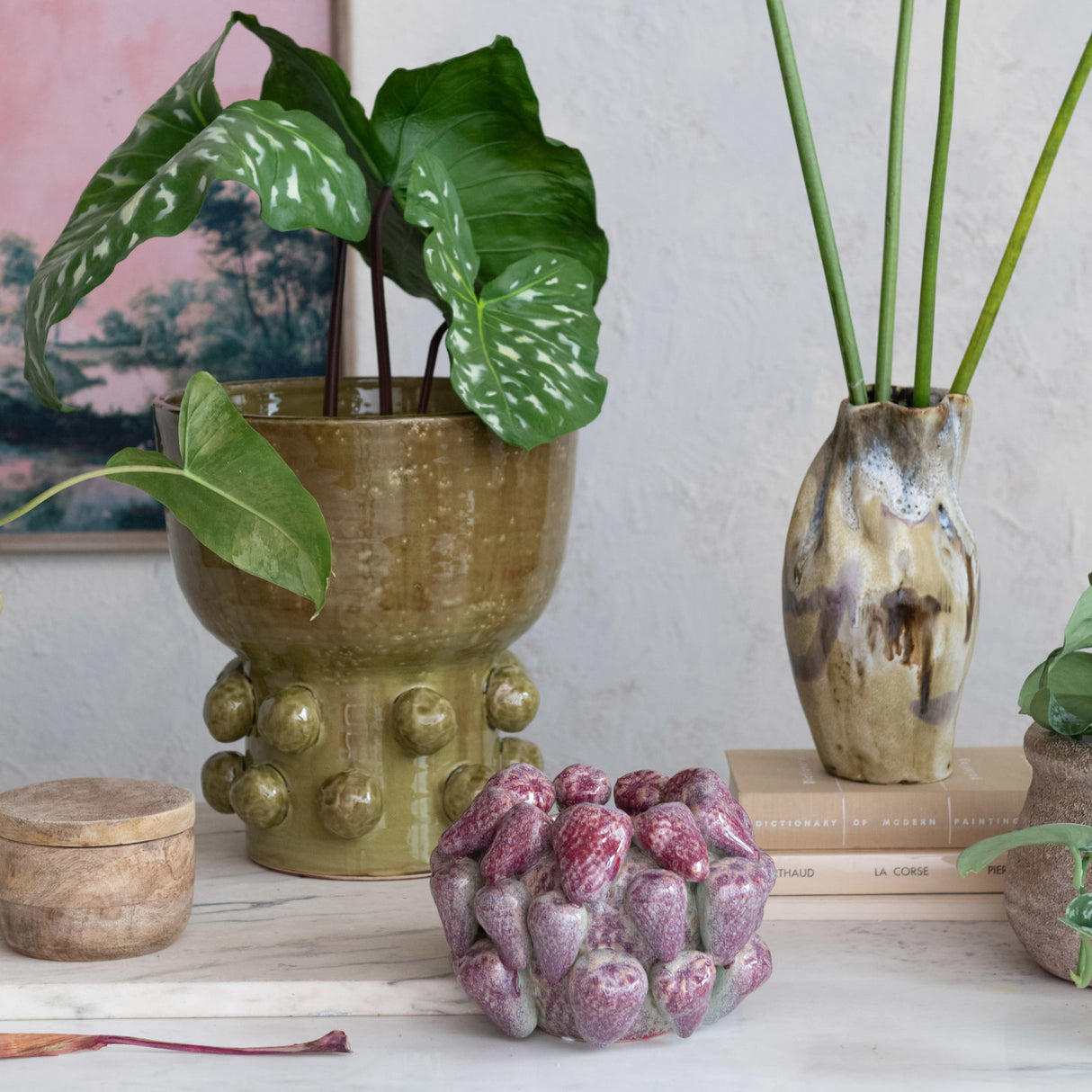 3D Strawberry Ceramic Planter Vase