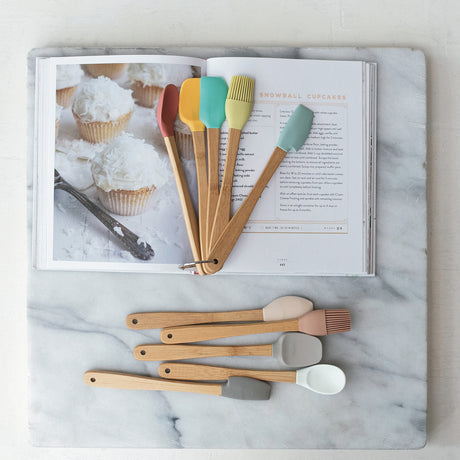 Silicone & Beech Wood Mini Kitchen Utensil | Set of 5