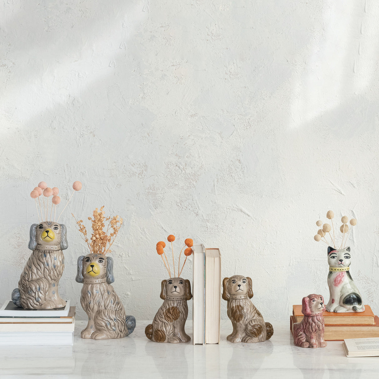 Crackle Glaze Staffordshire Ceramic Dog Vase