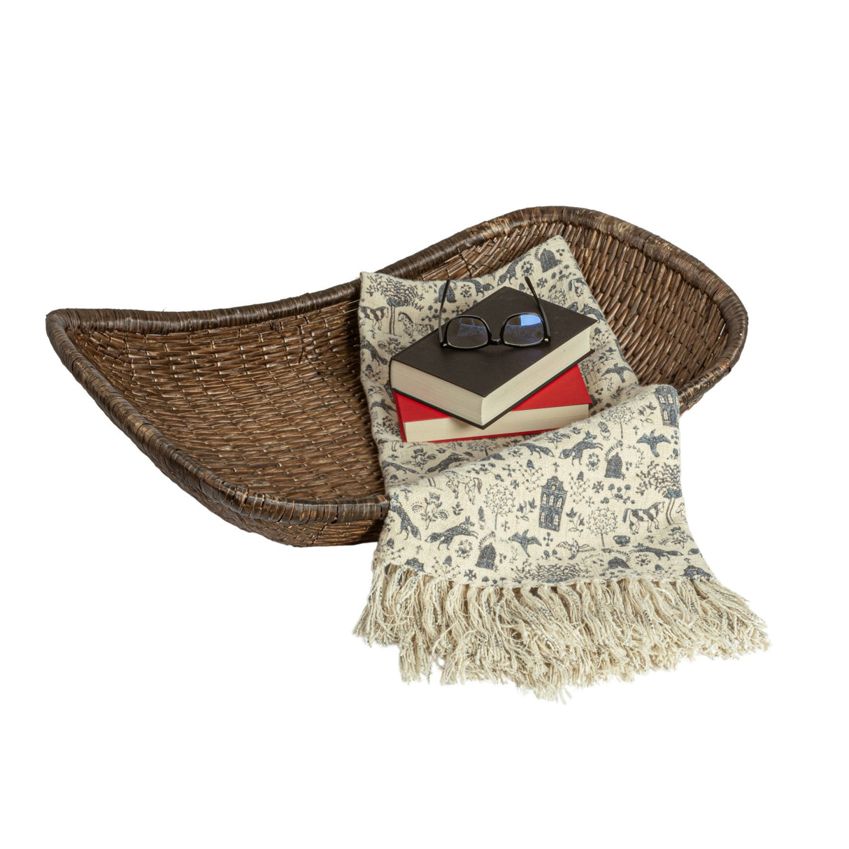 Vintage-Inspired Woven Wicker Tray Basket