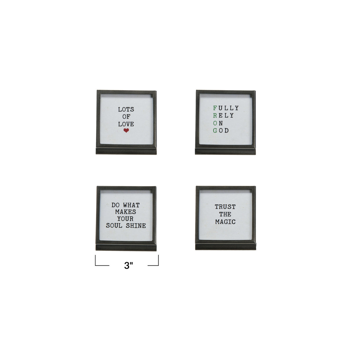 Square Metal & Glass Frame with Easel & Saying | 4 Styles