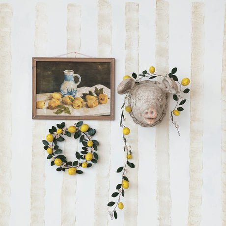Lemons & Pitcher Wood Framed Glass Wall Art