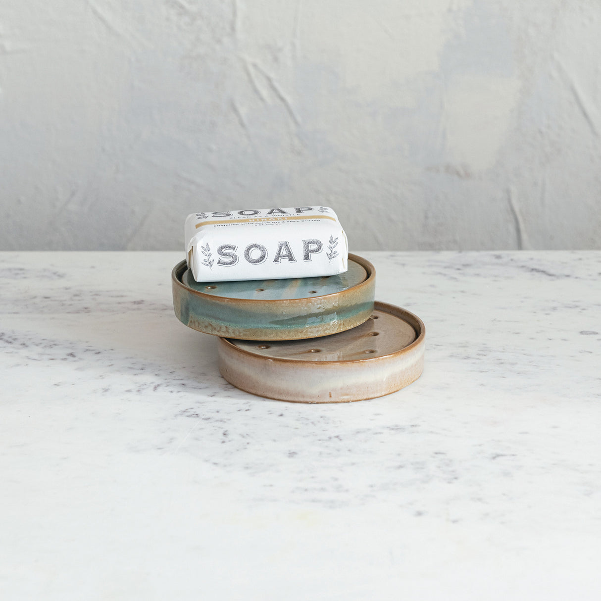 Stoneware Soap Dish with Removable Tray