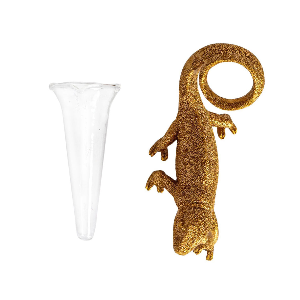Gold Chameleon Bud Vase with Glass Tube
