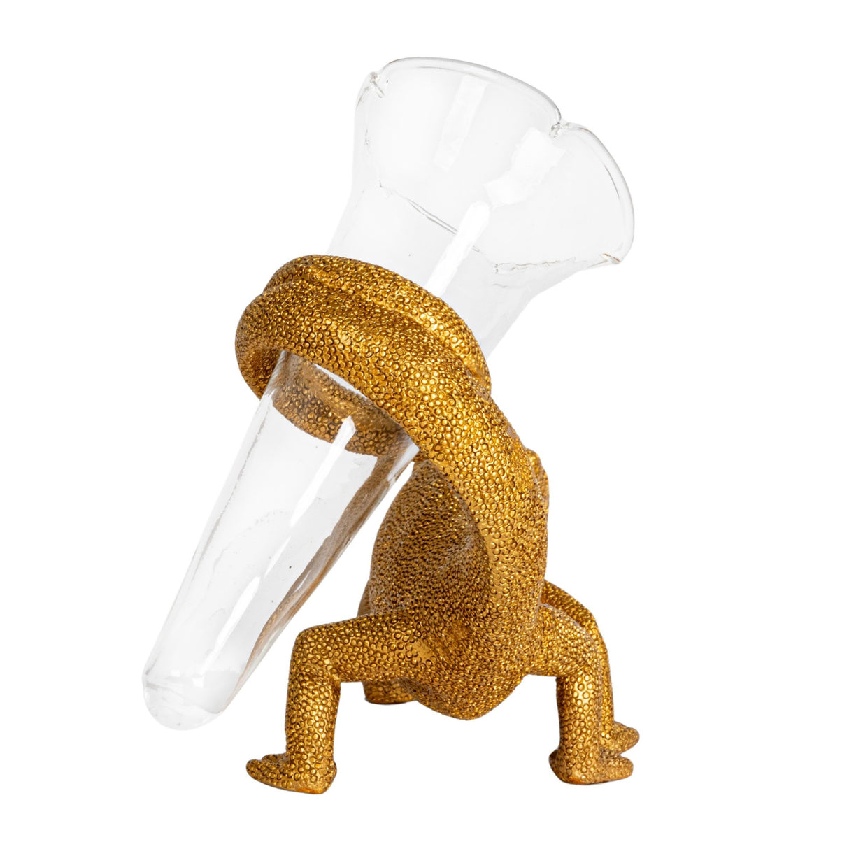 Gold Chameleon Bud Vase with Glass Tube