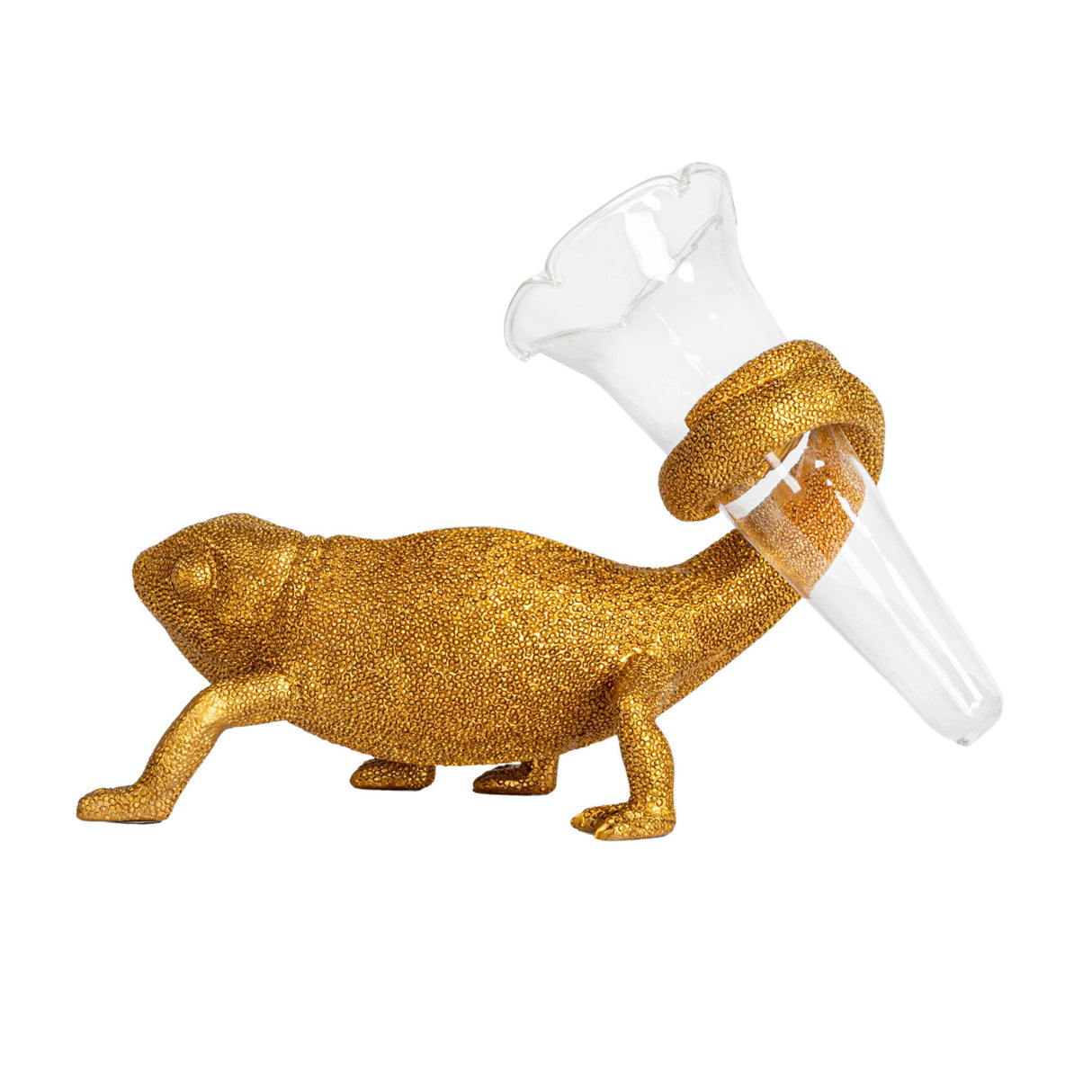 Gold Chameleon Bud Vase with Glass Tube